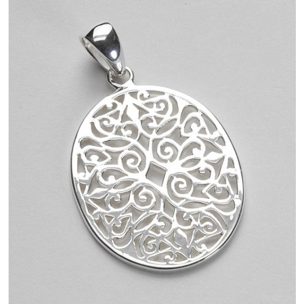 Southern Gates® Rhodium Plated Large Oval Scroll Pendant