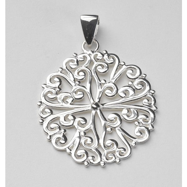 Southern Gates® Rhodium Plated Round Filigree Pendant