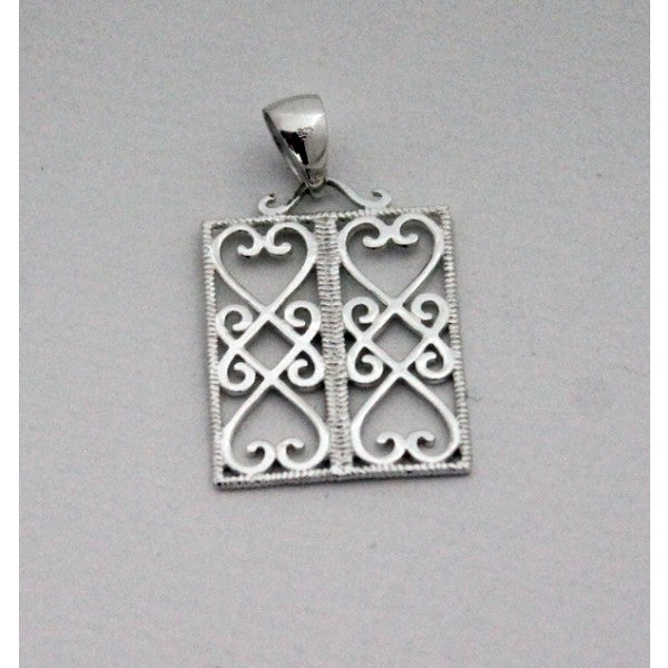 Southern Gates Rhodium Plated Double Heart Window Pendant