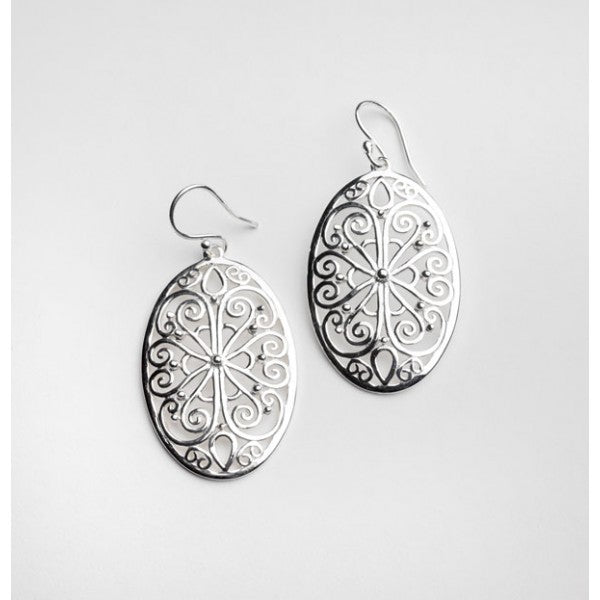 Southern Gates® Rhodium Plated Oval Filigree Earring