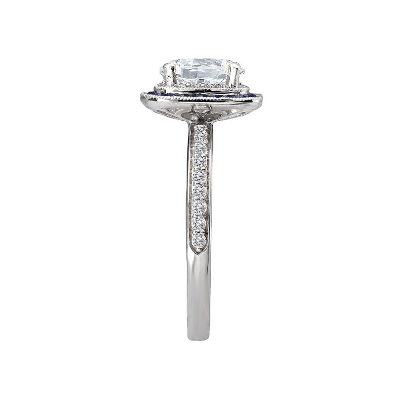 Romance Halo Semi Mount Diamond and Gemstone Ring
