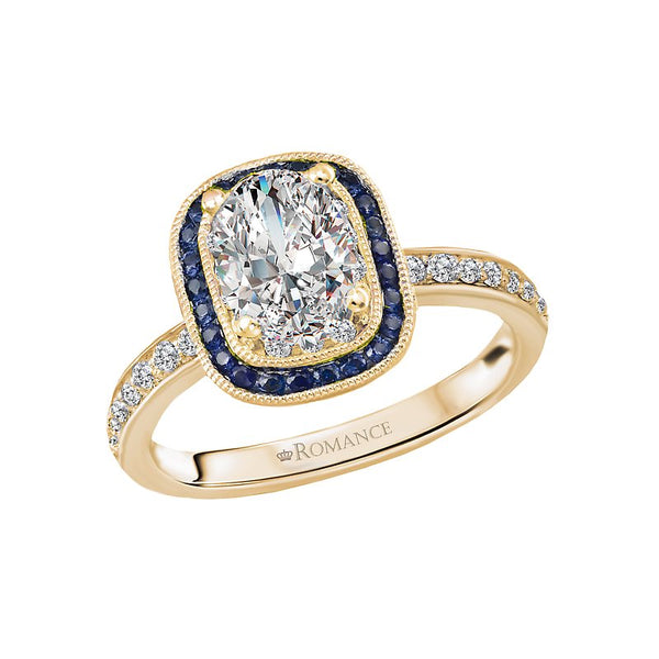 Romance Halo Semi Mount Diamond and Gemstone Ring