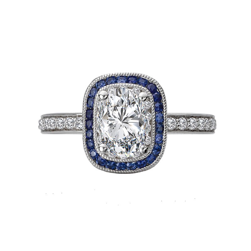 Romance Halo Semi Mount Diamond and Gemstone Ring