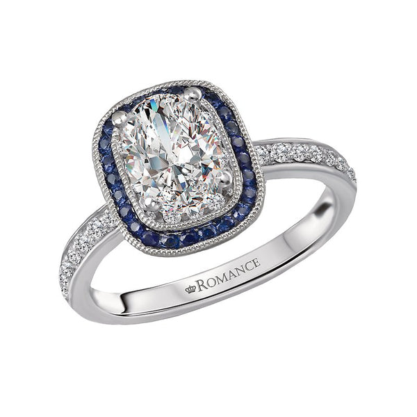 Romance Halo Semi Mount Diamond and Gemstone Ring