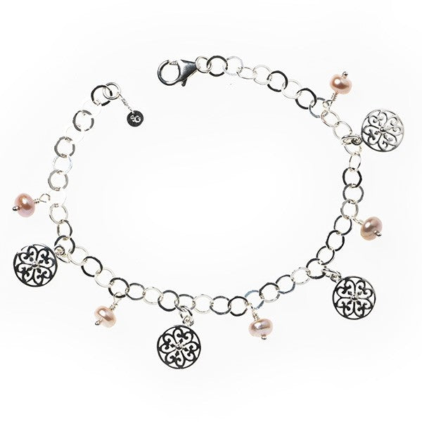 Southern Gates® Hand Wrought Pink Pearl Charm Bracelet