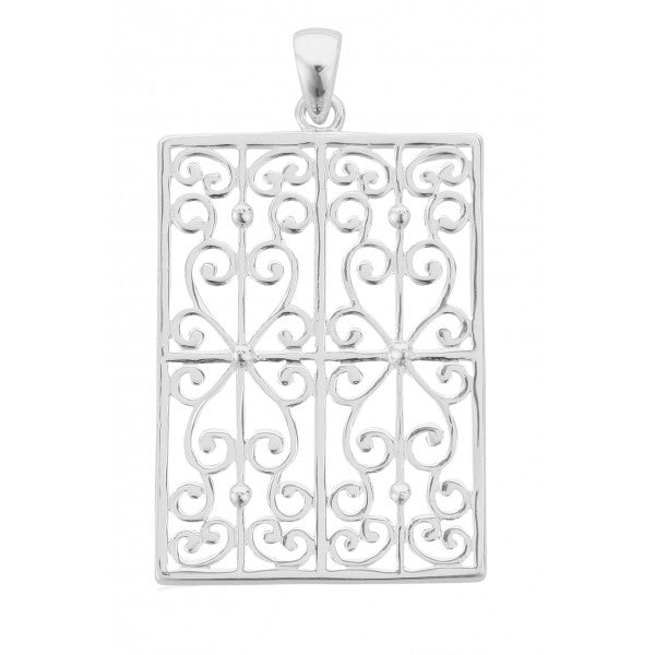Southern Gates® Rectangular Flower Scroll Gate Pendant